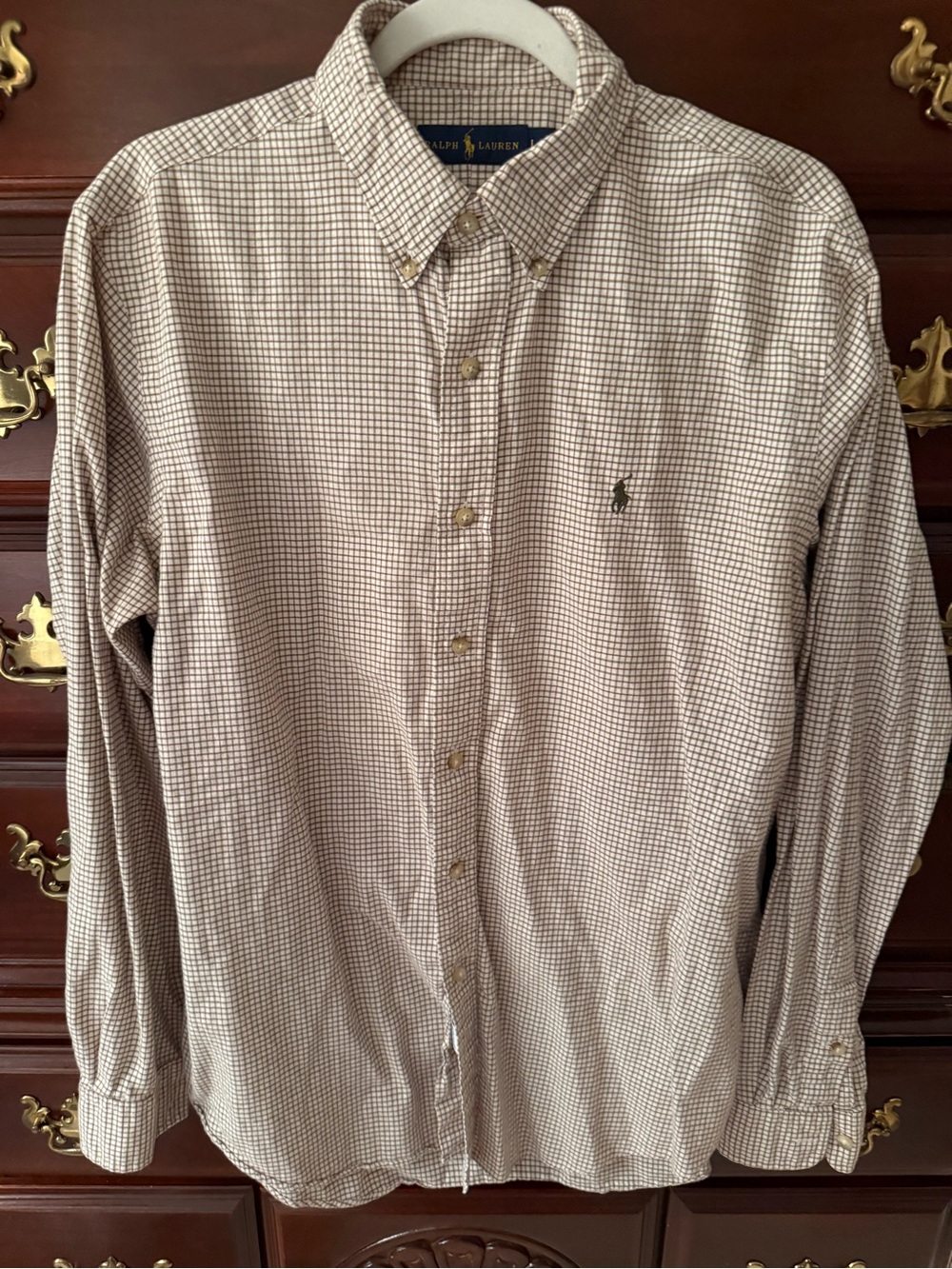 Ralph Lauren Brown & White Micro-Check Button-Down Shirt